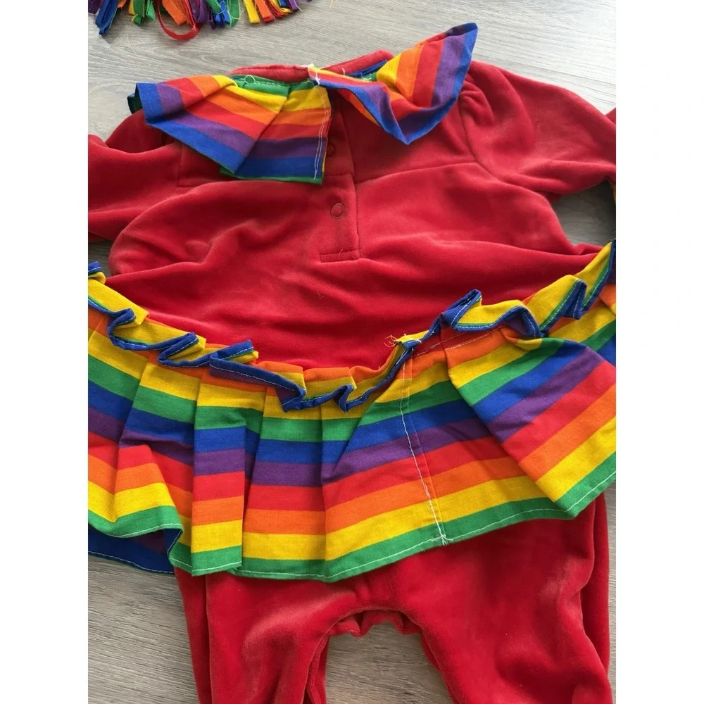 Vintage Simply Basic Infant Rainbow Colorful Clown Halloween Costume Size 0-3 M